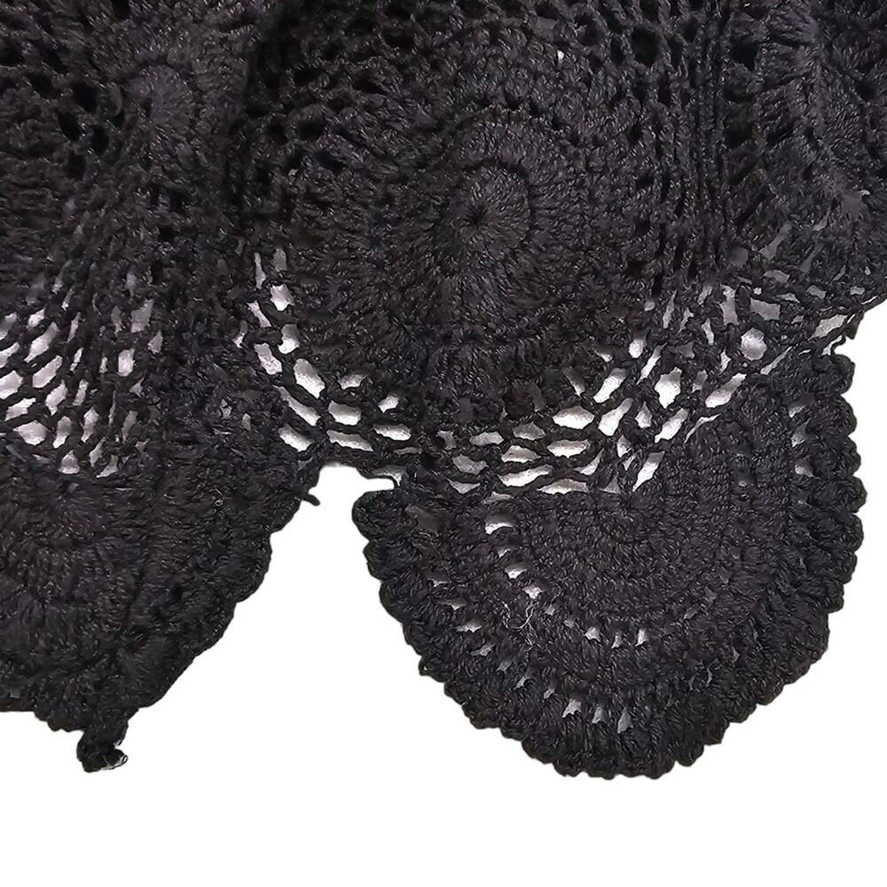 Free People Top Womens Size XS Black Crochet Lace Cut Out Bell Sleeve Whimsigoth - Picture 13 of 14